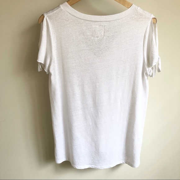 CHASER White Tie-Sleeve V Neck Top Size Small - Picture 3 of 8